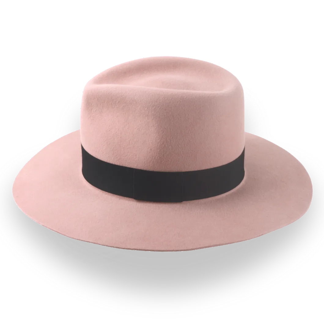 Dusty Pink Wide Brim Fedora Hat in Premium Fur Felt | The Enigma - Agnoulita Hats 2