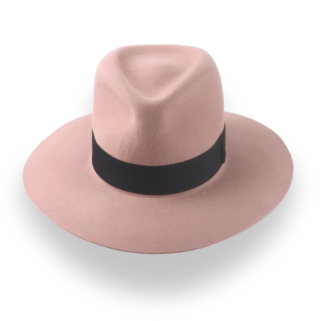 Dusty Pink Wide Brim Fedora Hat in Premium Fur Felt | The Enigma - Agnoulita Hats 6