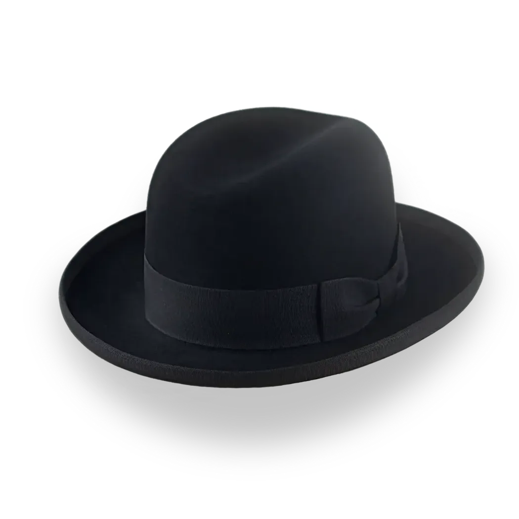 Elegant Black Fur Felt Homburg Hat for Men | The Signature - Agnoulita Hats 1