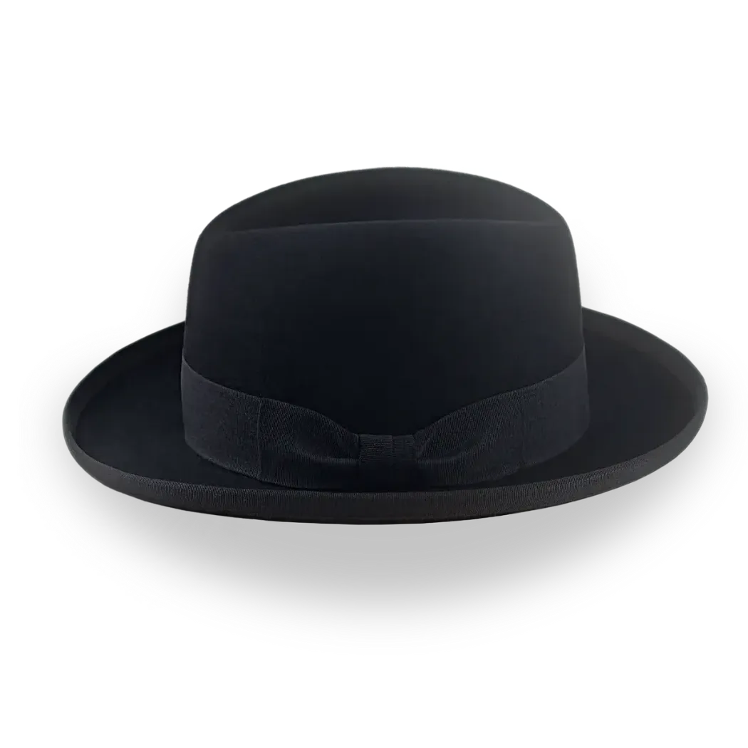 Elegant Black Fur Felt Homburg Hat for Men | The Signature - Agnoulita Hats 2