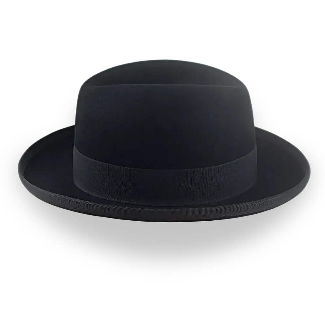 Elegant Black Fur Felt Homburg Hat for Men | The Signature - Agnoulita Hats 5