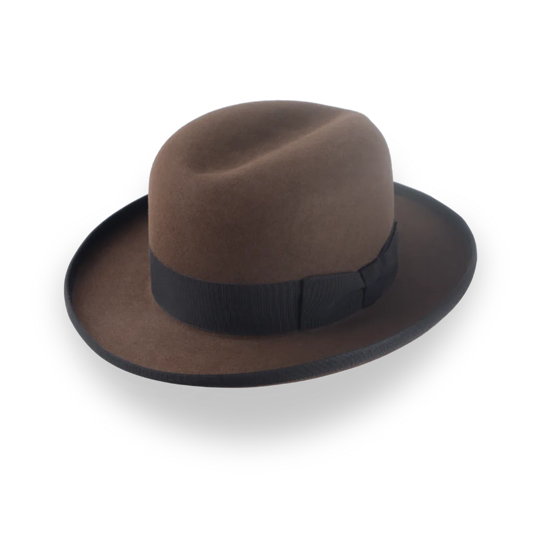 Elegant Brown Beaver Fur Felt Homburg Hat for Men | The Signature - Agnoulita Hats 1