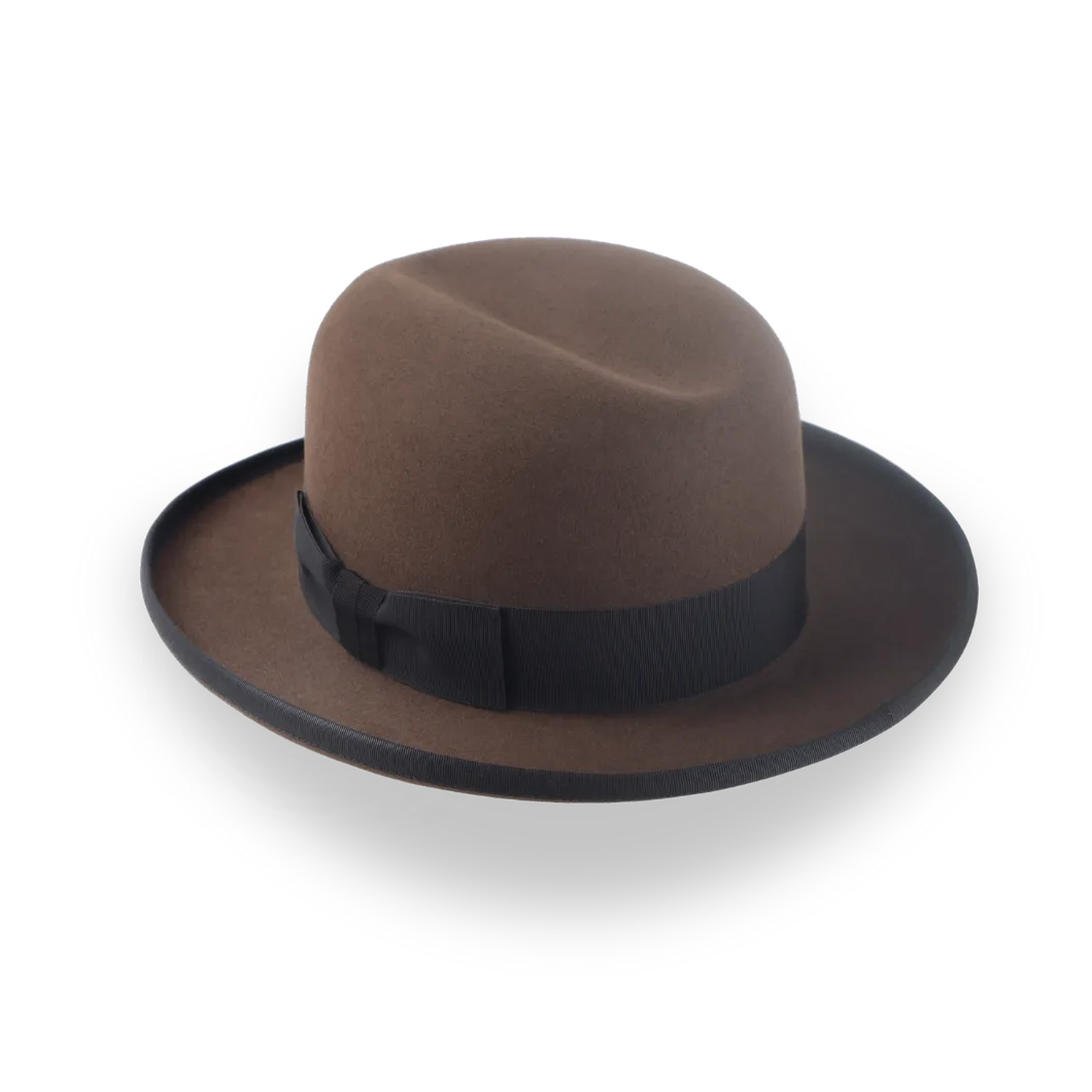 Elegant Brown Beaver Fur Felt Homburg Hat for Men | The Signature - Agnoulita Hats 2