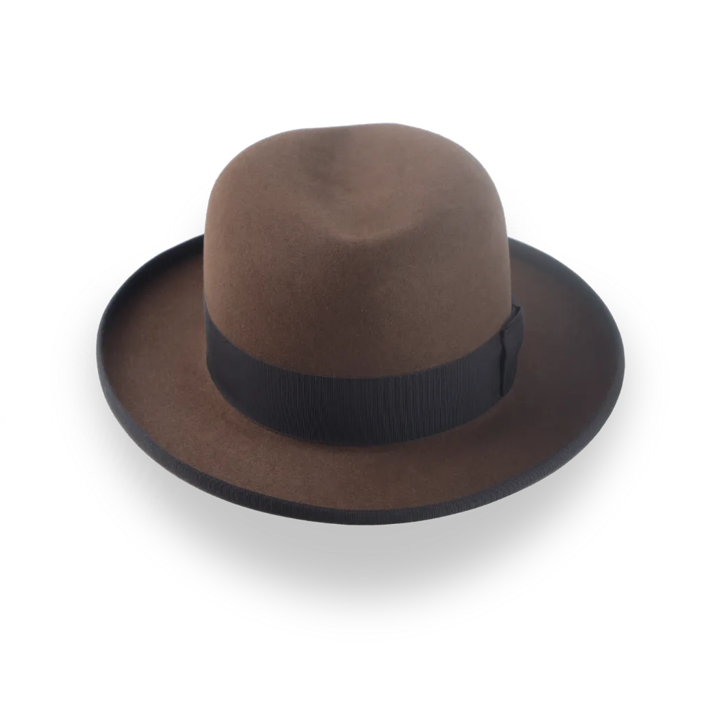 Elegant Brown Beaver Fur Felt Homburg Hat for Men | The Signature - Agnoulita Hats 5