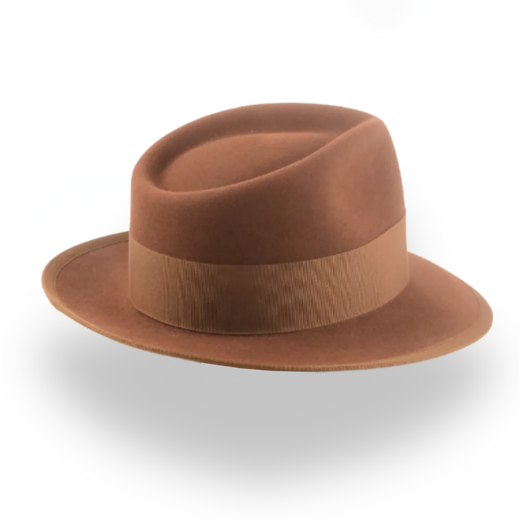 Elegant Brown Men's Fedora Hat with Teardrop Crown | The Knight - Agnoulita Hats 4
