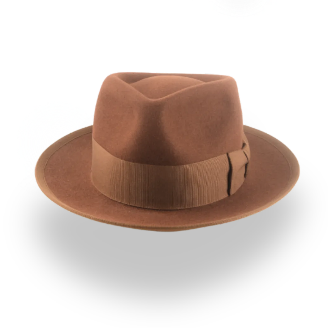 Elegant Brown Men's Fedora Hat with Teardrop Crown | The Knight - Agnoulita Hats 6