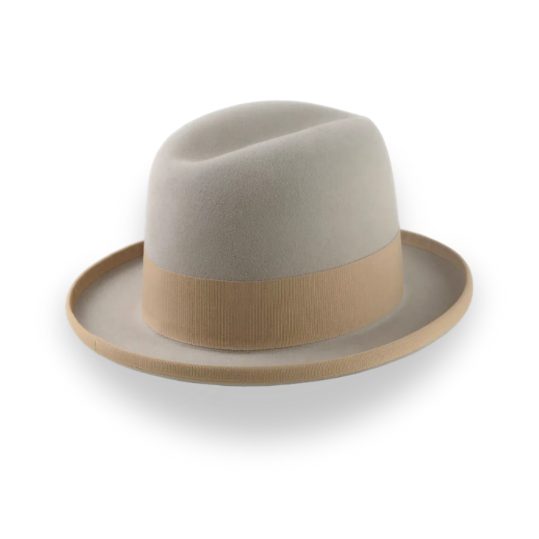 Elegant Homburg Hat For Men in Castor Beige Fur Felt | The Mage - Agnoulita Hats 3