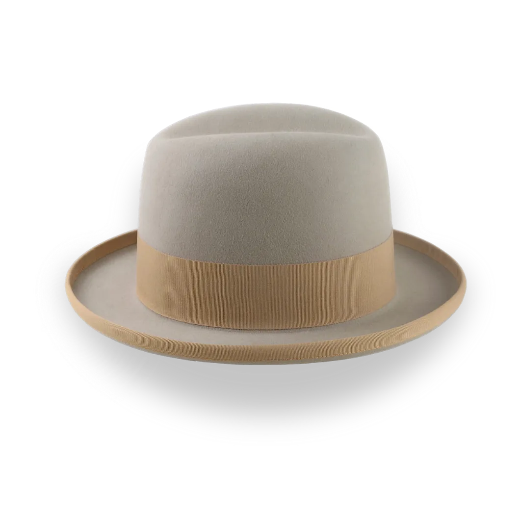 Elegant Homburg Hat For Men in Castor Beige Fur Felt | The Mage - Agnoulita Hats 5