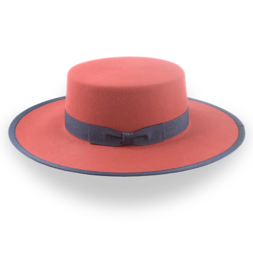 Fire Red Western Flat Crown Hat in Stylish Fur Felt | The Tower - Agnoulita Hats 2