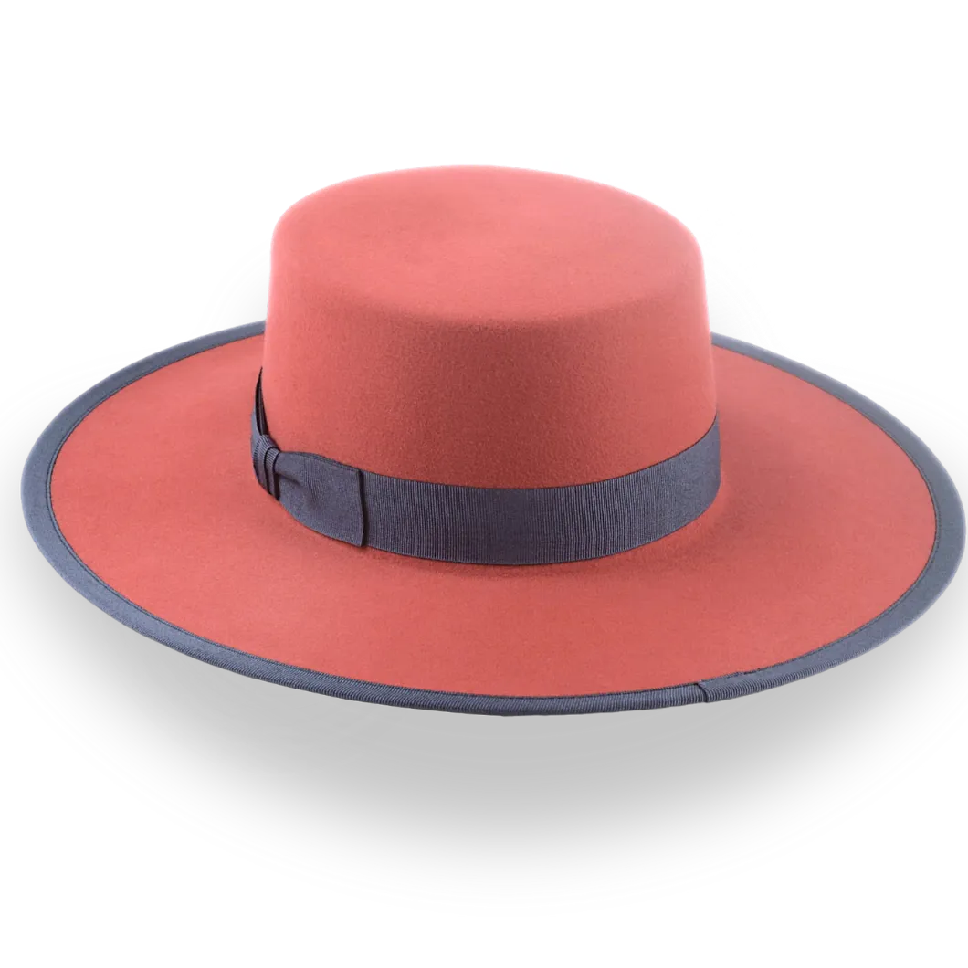 Fire Red Western Flat Crown Hat in Stylish Fur Felt | The Tower - Agnoulita Hats 3