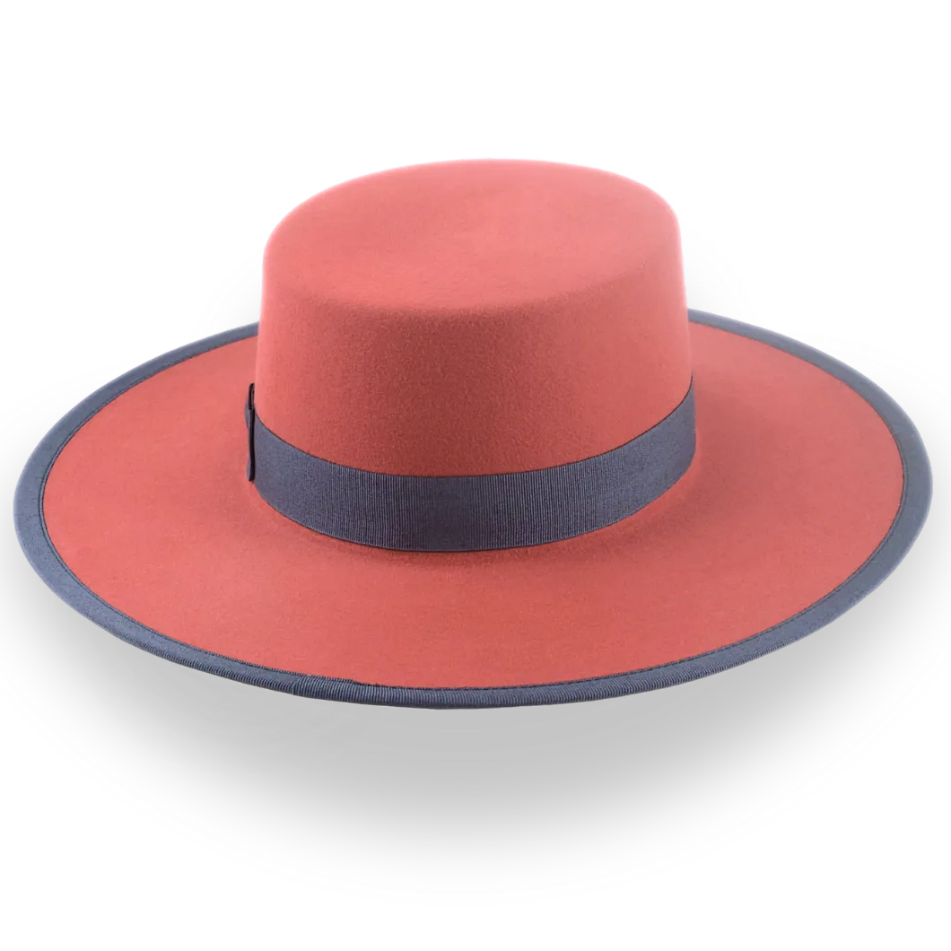 Fire Red Western Flat Crown Hat in Stylish Fur Felt | The Tower - Agnoulita Hats 4