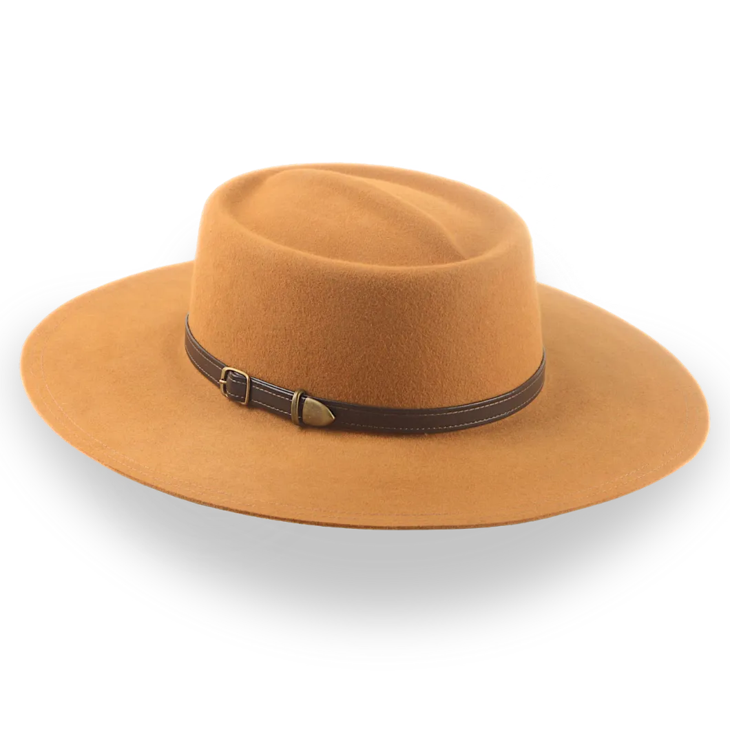 Flat Brim Gambler Cowboy Hat in Ginger Fur Felt | The Gambler - Agnoulita Hats 3