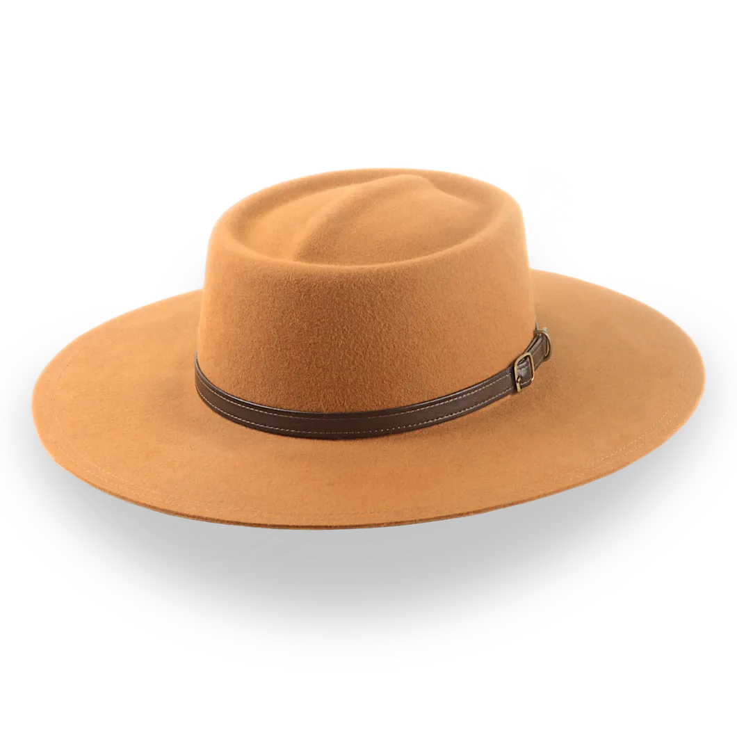 Flat Brim Gambler Cowboy Hat in Ginger Fur Felt | The Gambler - Agnoulita Hats 4