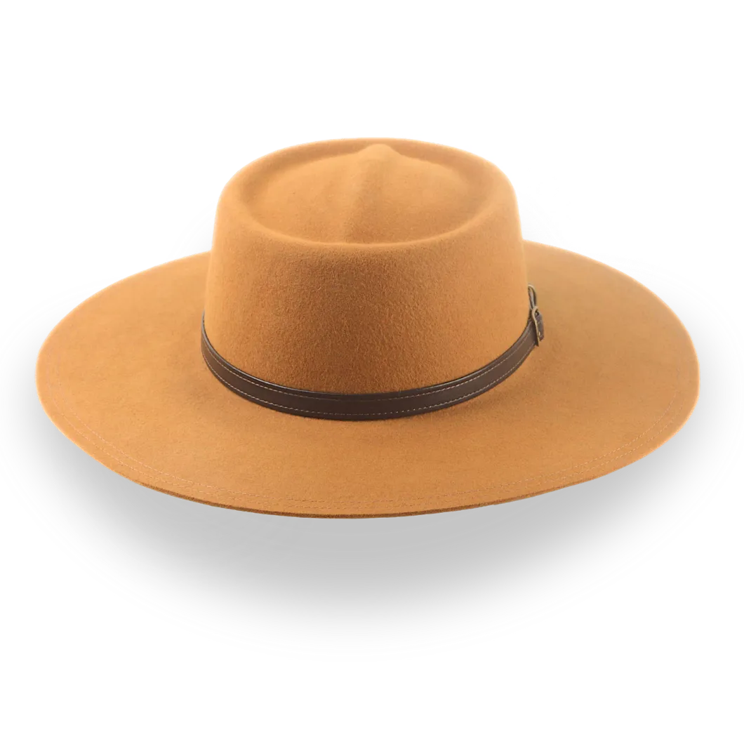 Flat Brim Gambler Cowboy Hat in Ginger Fur Felt | The Gambler - Agnoulita Hats 6