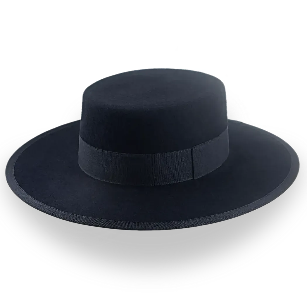 Flat Crown Western Cowboy Hat in Black Wool Felt | The Bolero - Agnoulita Hats 1