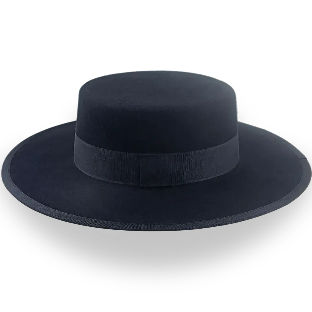 Flat Crown Western Cowboy Hat in Black Wool Felt | The Bolero - Agnoulita Hats 2