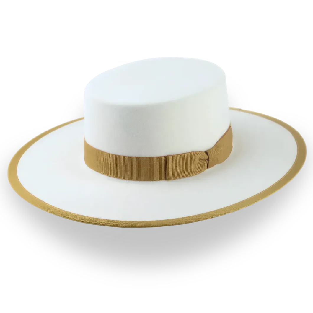 Flat Western Cowboy Hat in Ivory Fur Felt | The Tower - Agnoulita Hats 1