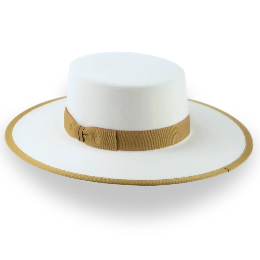 Flat Western Cowboy Hat in Ivory Fur Felt | The Tower - Agnoulita Hats 3