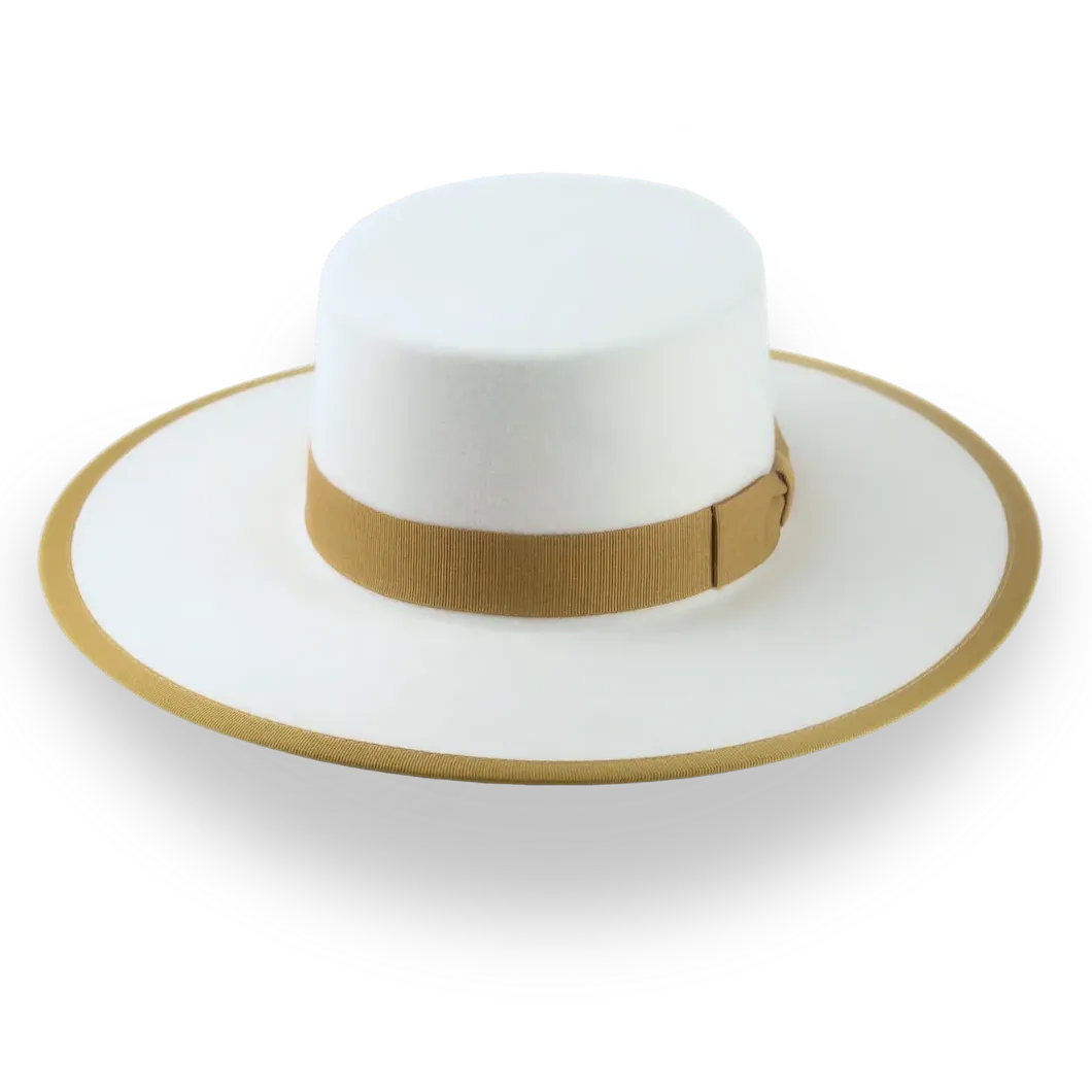 Flat Western Cowboy Hat in Ivory Fur Felt | The Tower - Agnoulita Hats 6