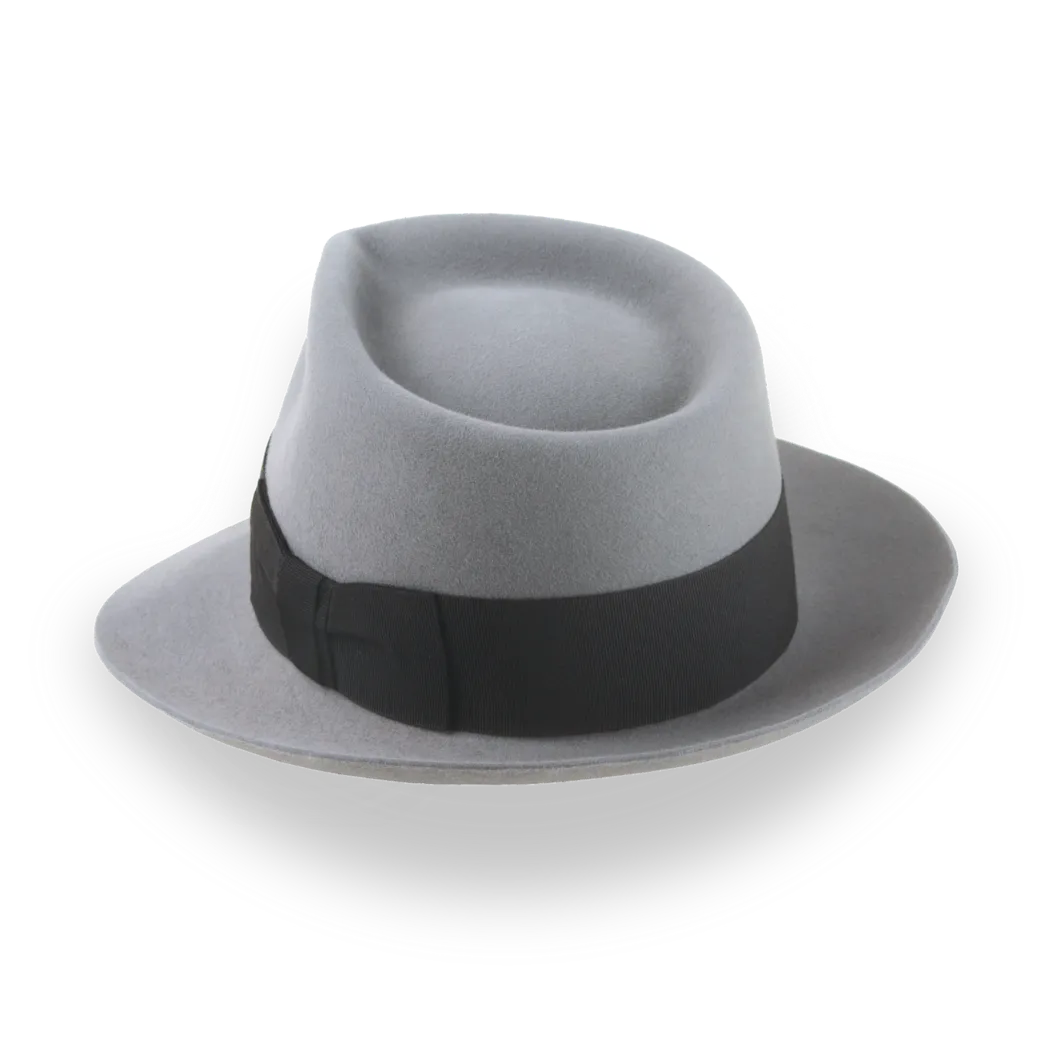 Grey 1940s Bogart Fedora Hat in Smooth Fur Felt | The Shadows - Agnoulita Hats 3