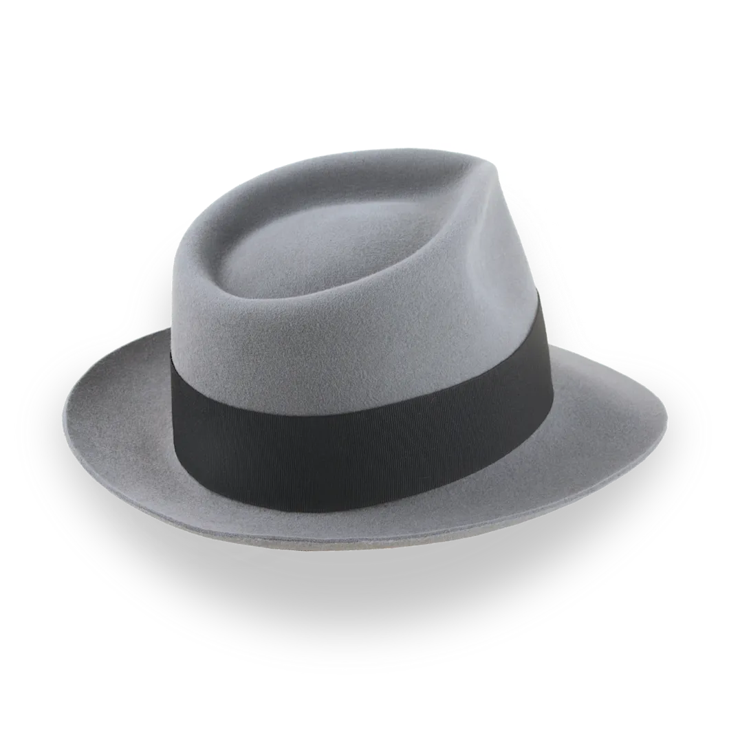 Grey 1940s Bogart Fedora Hat in Smooth Fur Felt | The Shadows - Agnoulita Hats 4