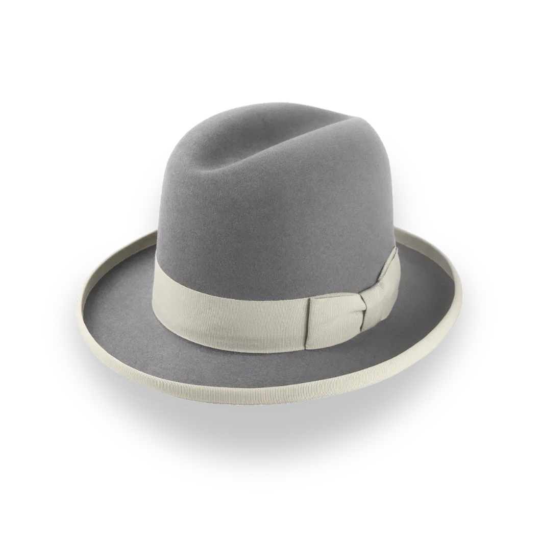 Grey Homburg Hat in Rich Beaver Fur Felt | The Ambassador - Agnoulita Hats 1