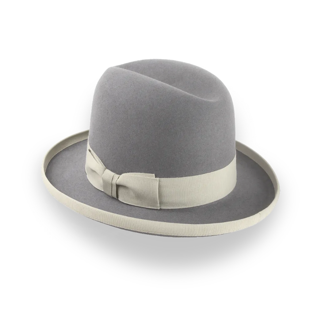 Grey Homburg Hat in Rich Beaver Fur Felt | The Ambassador - Agnoulita Hats 3