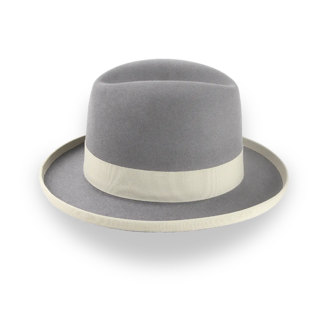 Grey Homburg Hat in Rich Beaver Fur Felt | The Ambassador - Agnoulita Hats 5