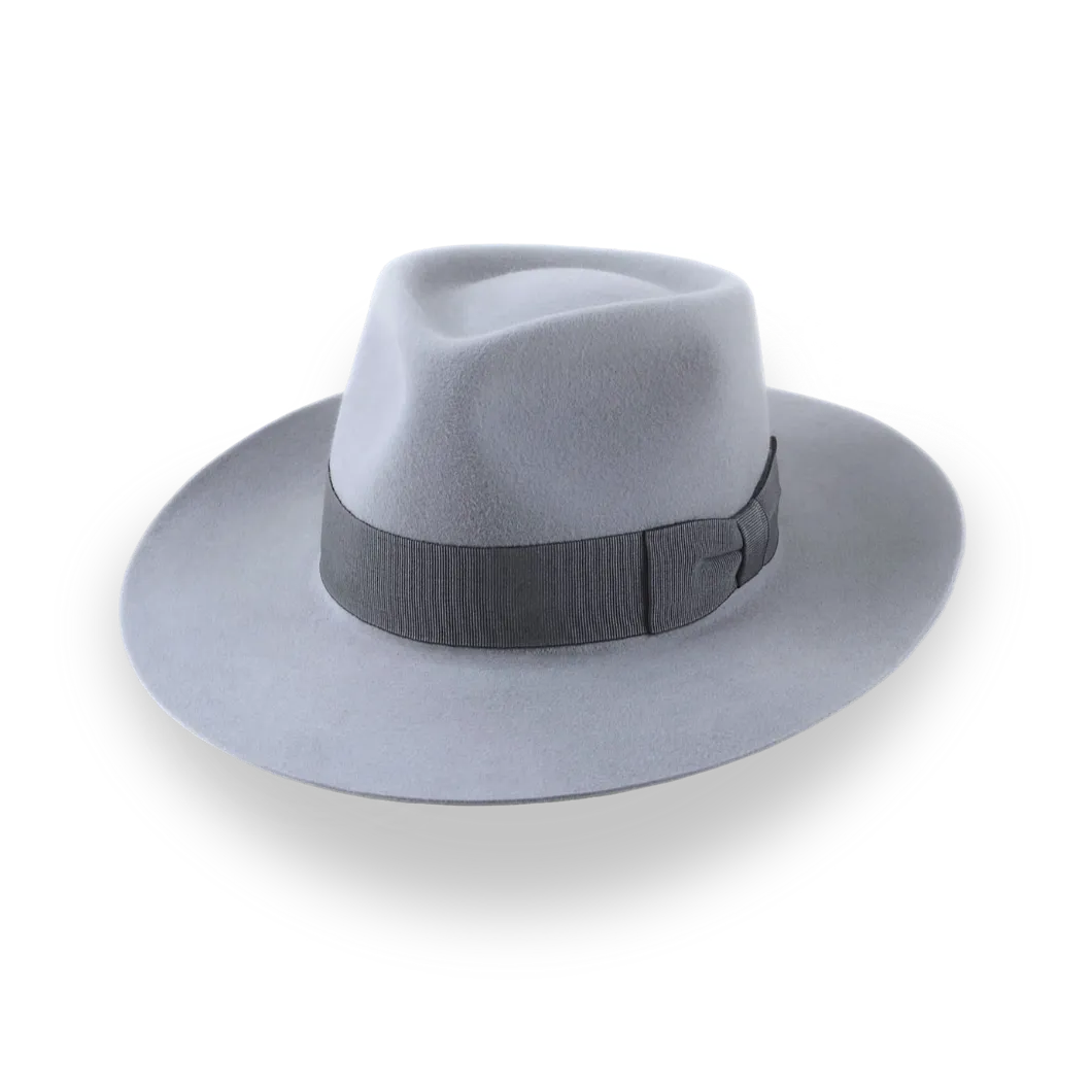 Grey Wide Brim Fedora Hat in Elegant Fur Felt | The Laird - Agnoulita Hats 1