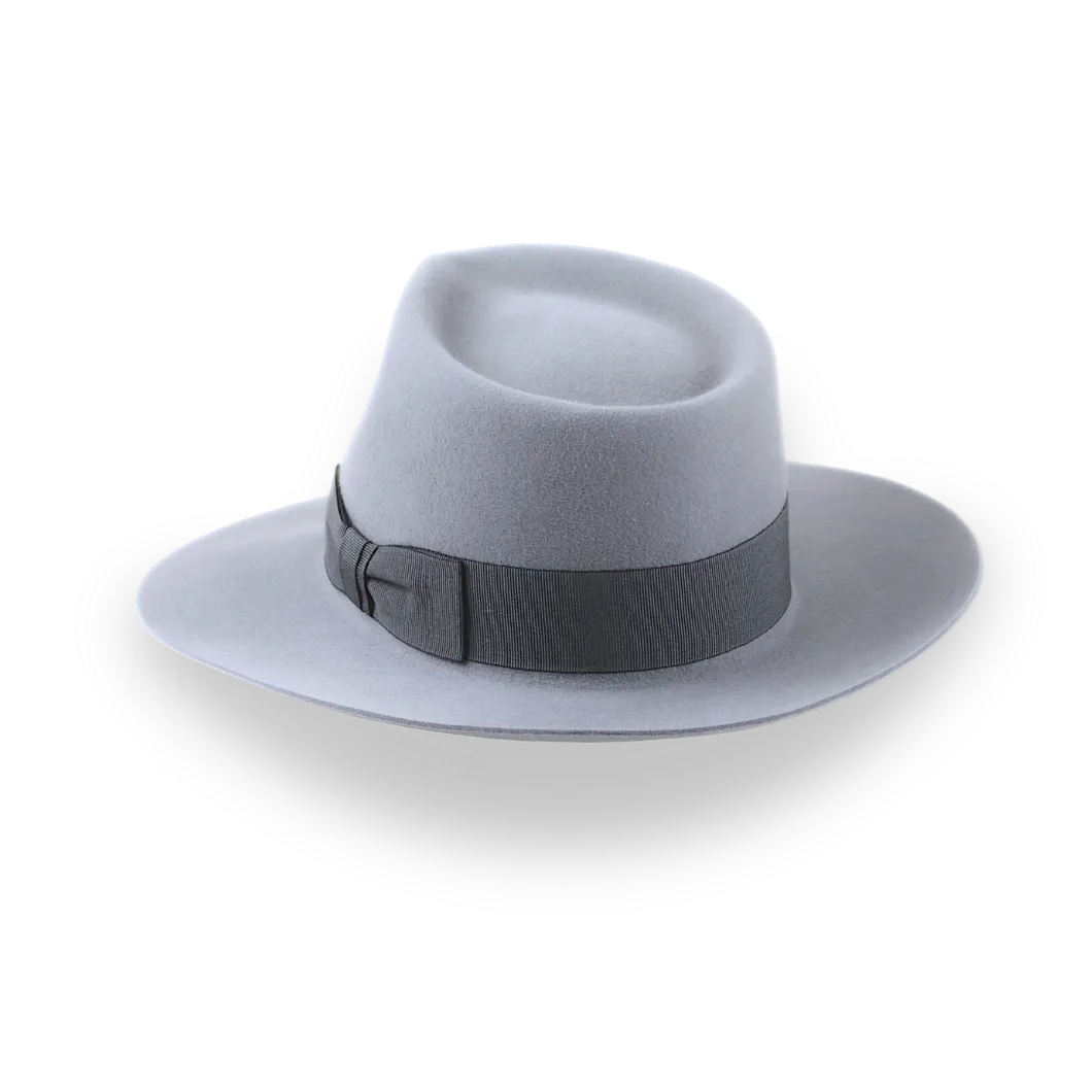 Grey Wide Brim Fedora Hat in Elegant Fur Felt | The Laird - Agnoulita Hats 3