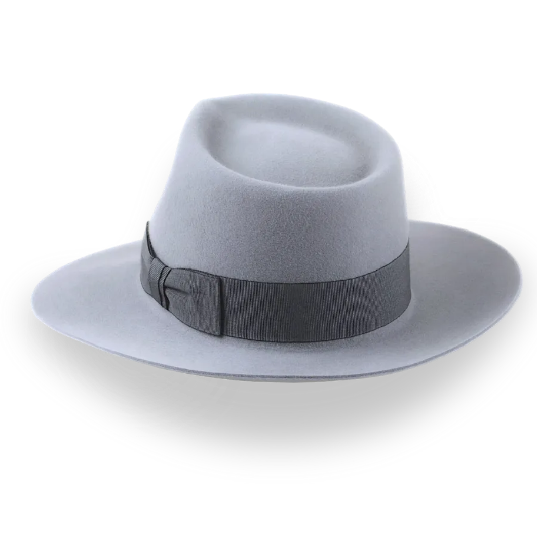 Grey Wide Brim Fedora Hat in Elegant Fur Felt | The Laird - Agnoulita Hats 3