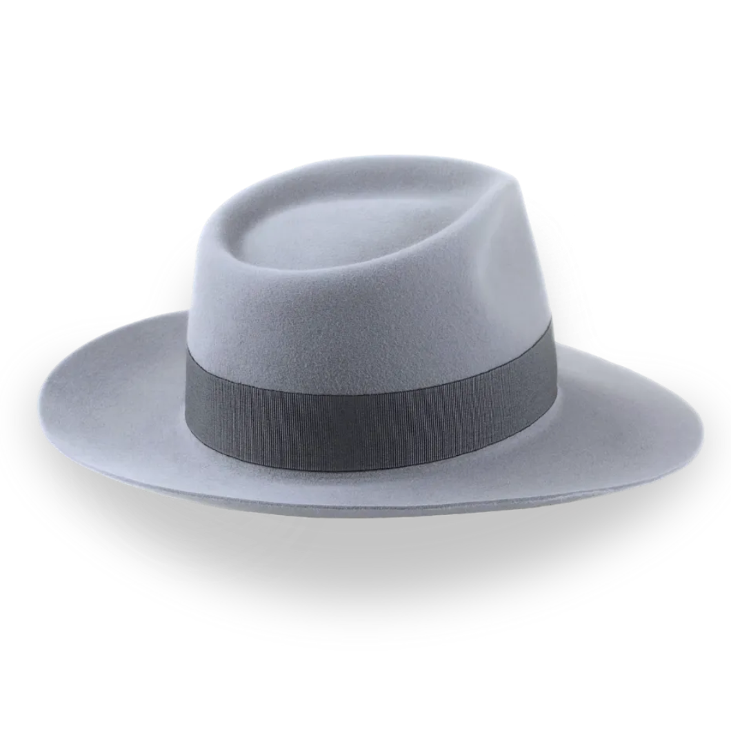 Grey Wide Brim Fedora Hat in Elegant Fur Felt | The Laird - Agnoulita Hats 4