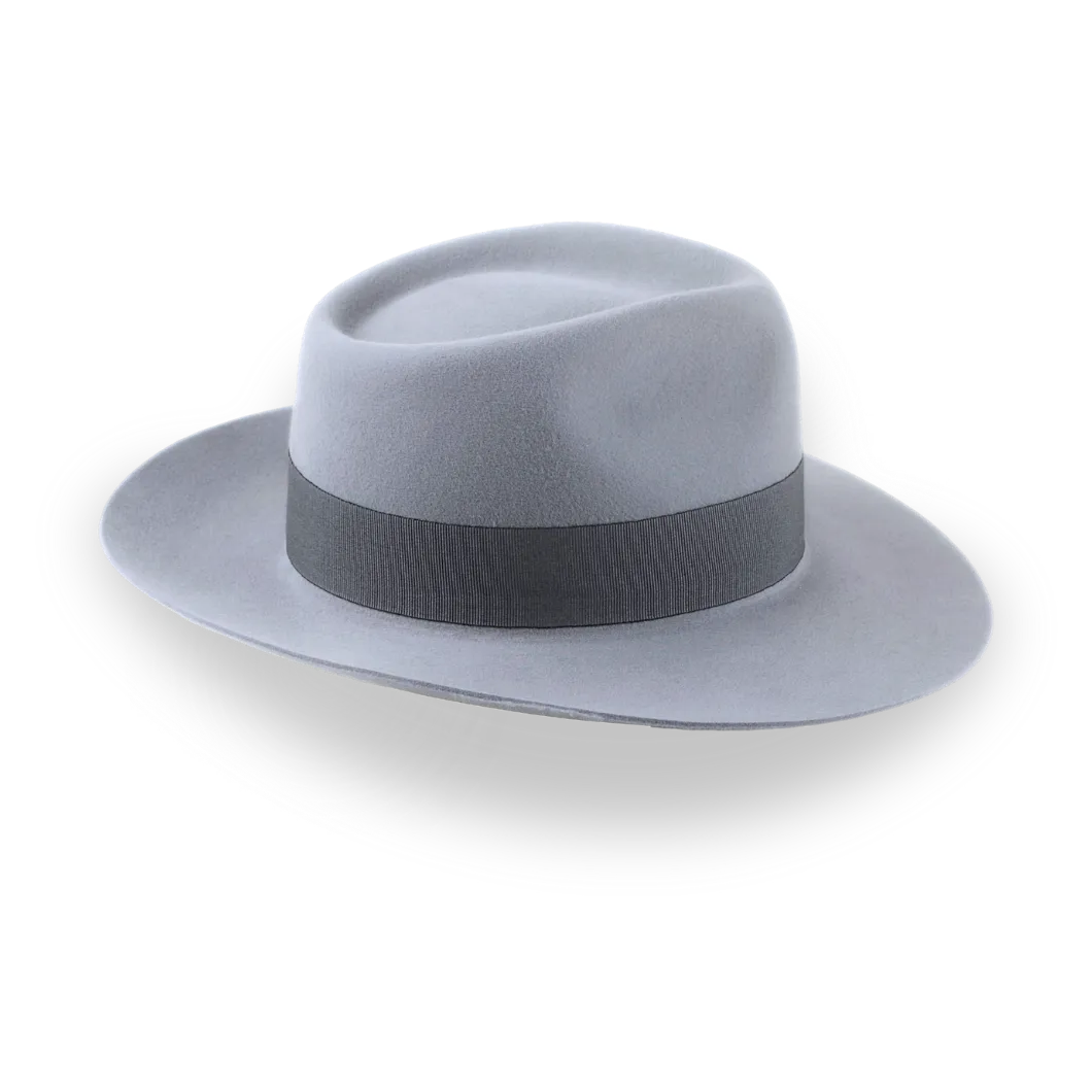 Grey Wide Brim Fedora Hat in Elegant Fur Felt | The Laird - Agnoulita Hats 5