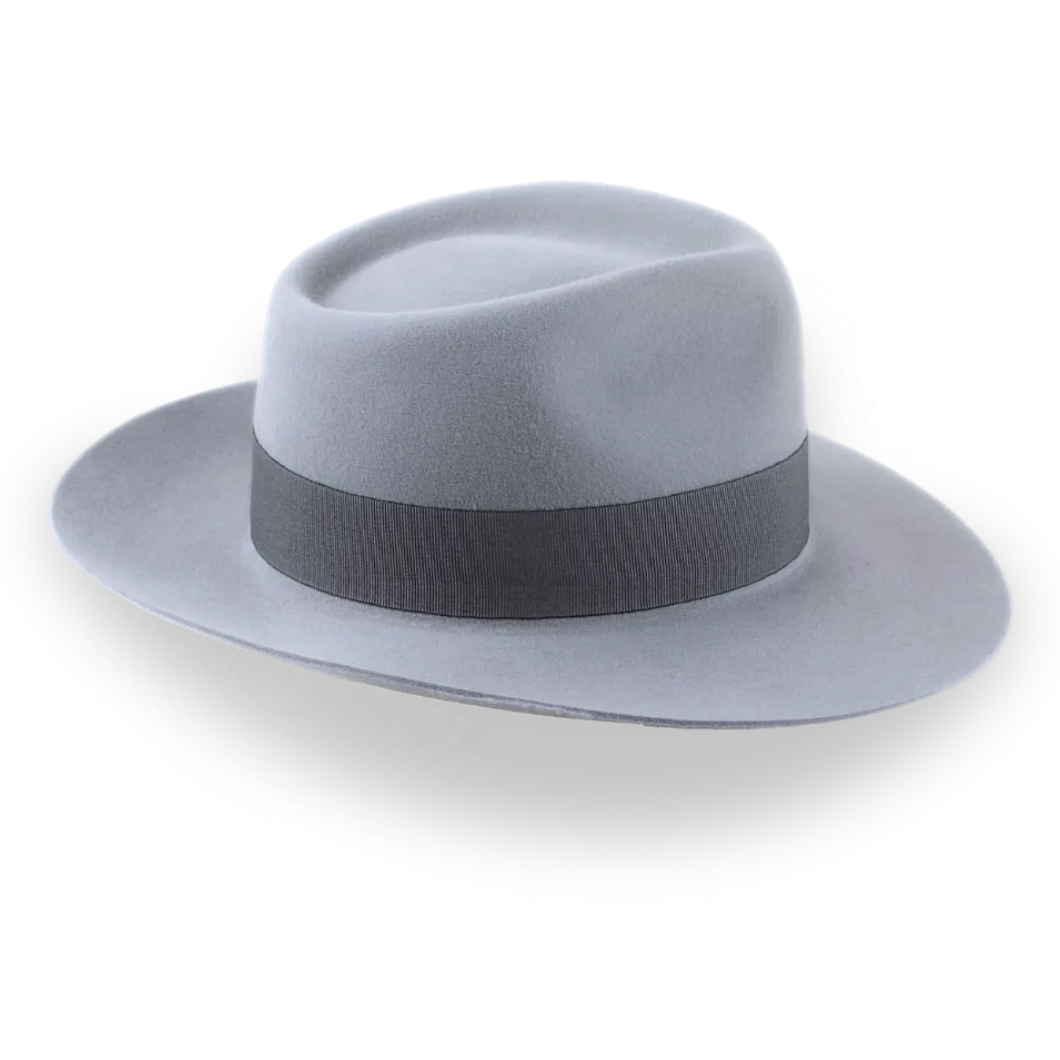 Grey Wide Brim Fedora Hat in Elegant Fur Felt | The Laird - Agnoulita Hats 5