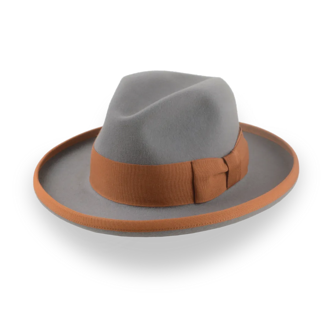 Grey Wide Brim Fedora in a Homburg Hat Style | The Solaris - Agnoulita Hats 1