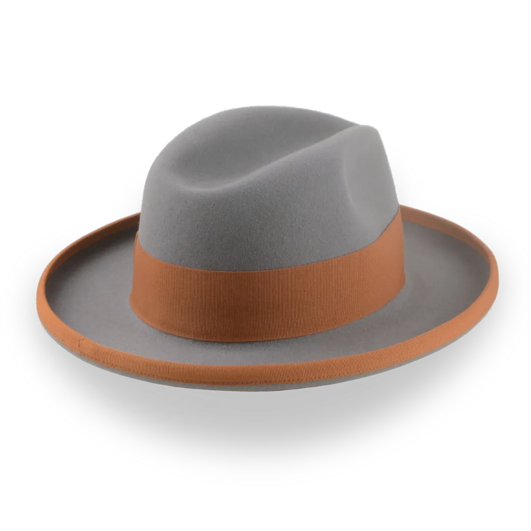 Grey Wide Brim Fedora in a Homburg Hat Style | The Solaris - Agnoulita Hats 4