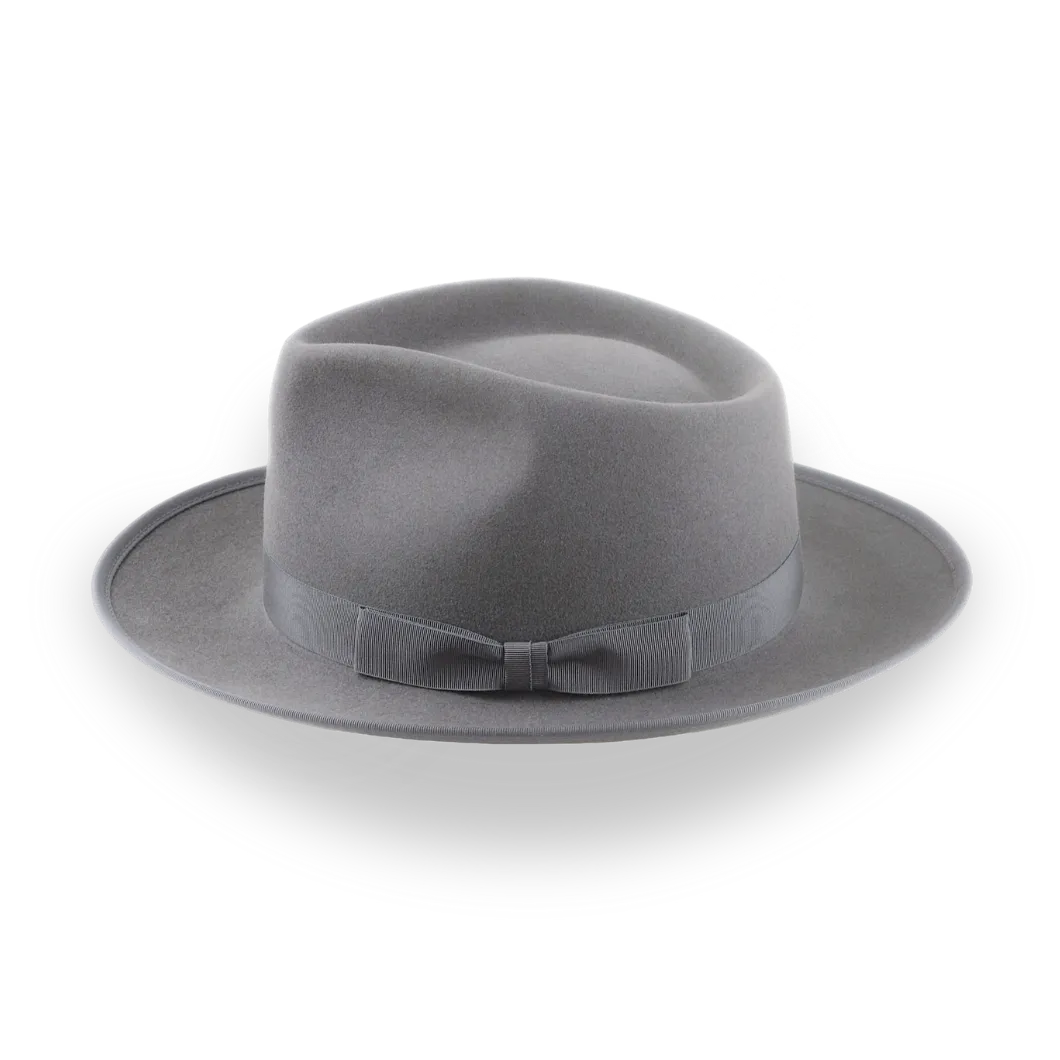 Grey Wide Brim Western Fedora in Premium Beaver Fur Felt | The Ulysses - Agnoulita Hats 2