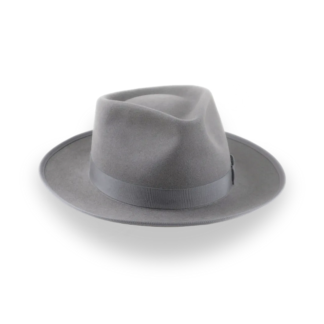 Grey Wide Brim Western Fedora in Premium Beaver Fur Felt | The Ulysses - Agnoulita Hats 6