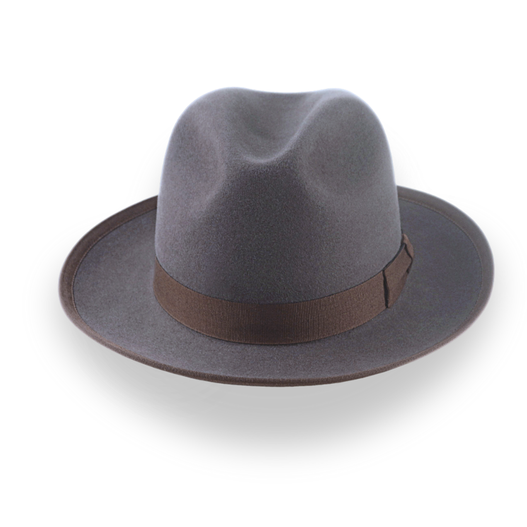 Handcrafted Classic Fedora in Caribou Grey Fur Felt | The Cavalieri - Agnoulita Hats 6