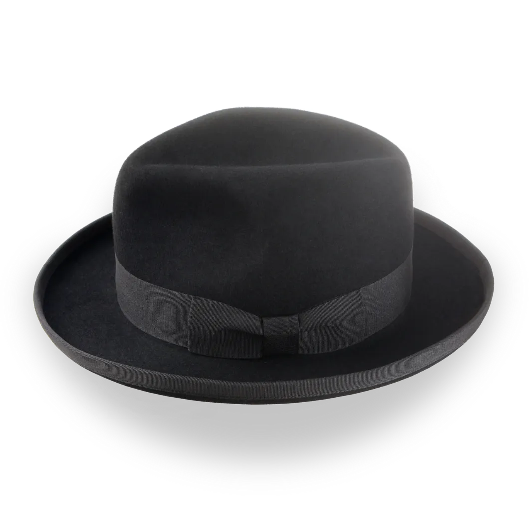 Handcrafted Men's Homburg Hat in Black Premium Fur Felt | The Summit - Agnoulita Hats 2