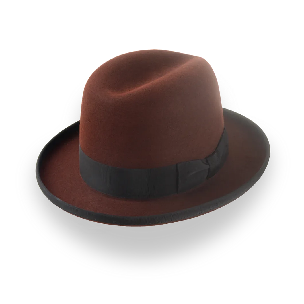 Handcrafted Oxblood Fur Felt Homburg with Custom Fit | The Cerebelle - Agnoulita Hats 1