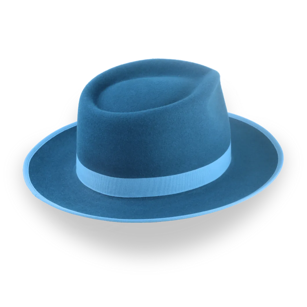 Handcrafted Slate Teal Fedora Hat with Unique Design | The Equinox - Agnoulita Hats 4