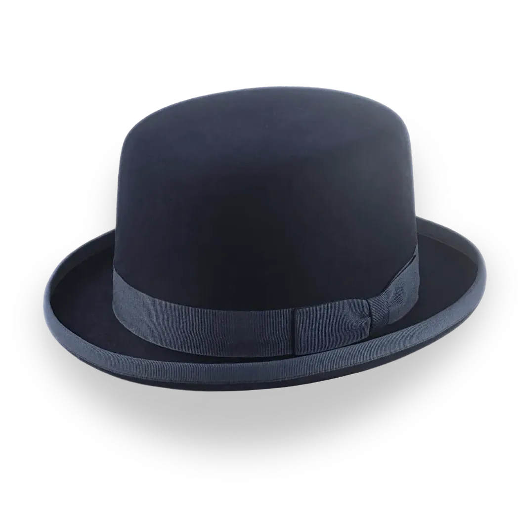 Iconic Flat Top Bowler Hat in Dark Navy Blue Fur Felt | The Oddjob - Agnoulita Hats 1