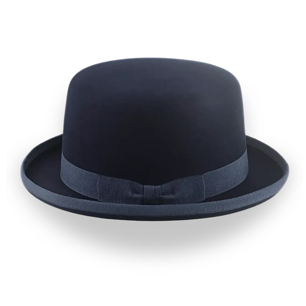 Iconic Flat Top Bowler Hat in Dark Navy Blue Fur Felt | The Oddjob - Agnoulita Hats 2