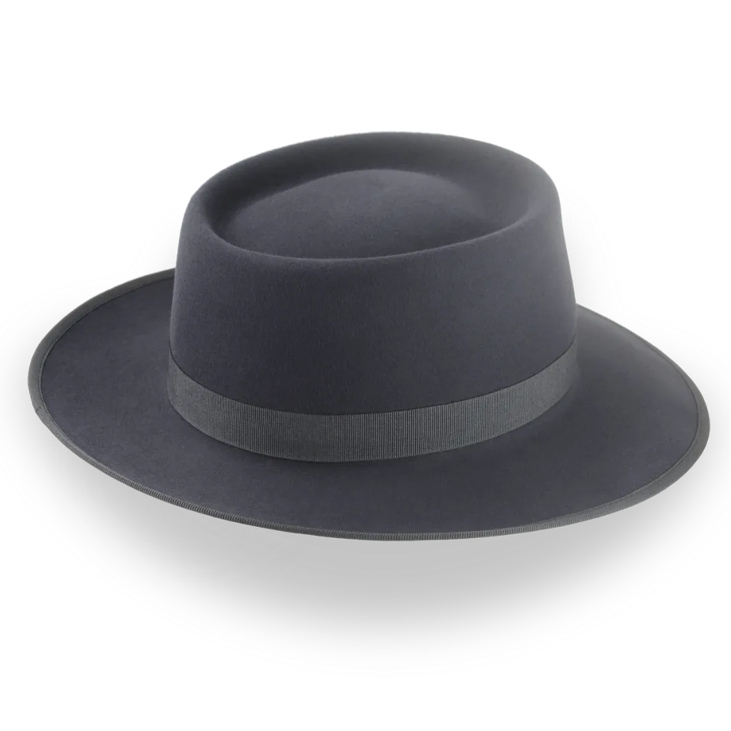 Iconic Slate Grey Fedora Porkpie Hat | The Oppenheimer - Agnoulita Hats 4