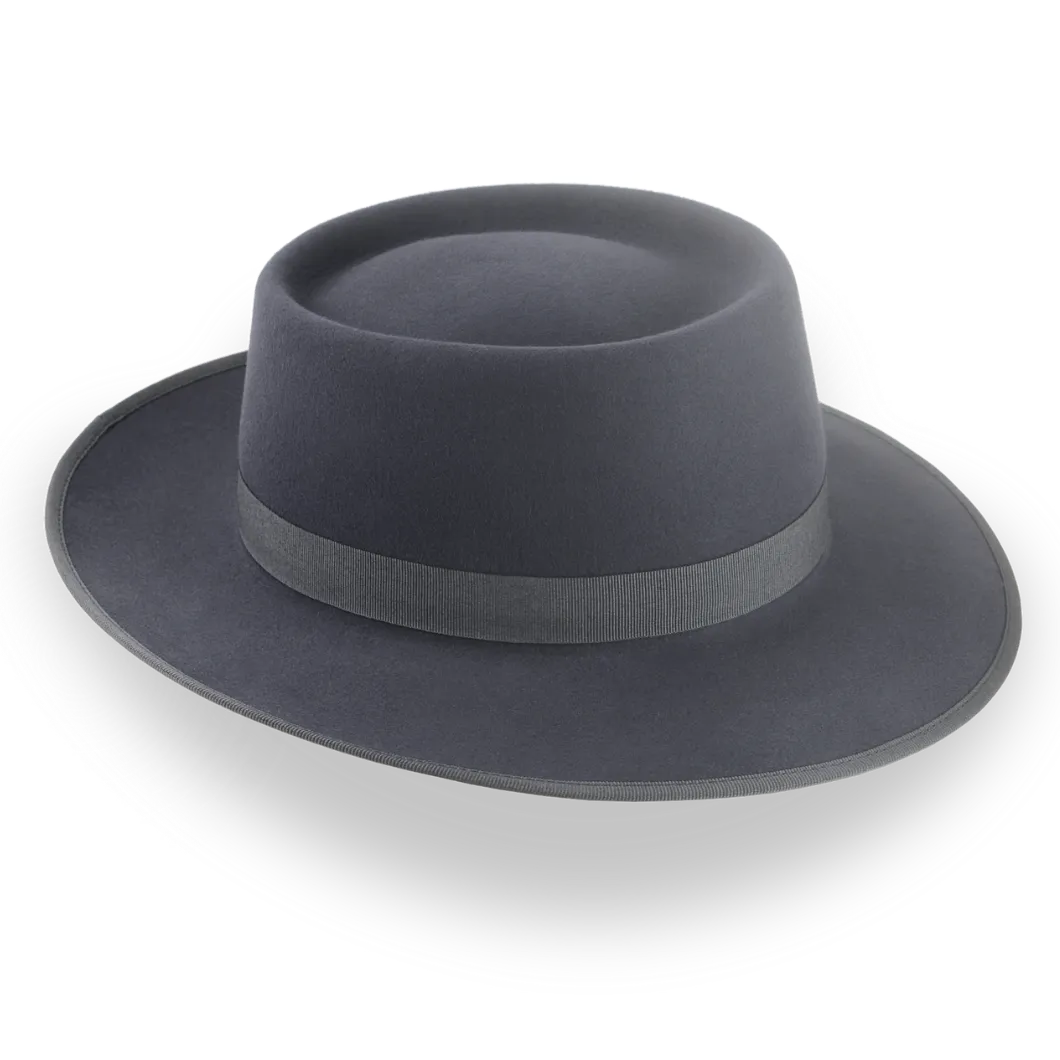 Iconic Slate Grey Fedora Porkpie Hat | The Oppenheimer - Agnoulita Hats 5