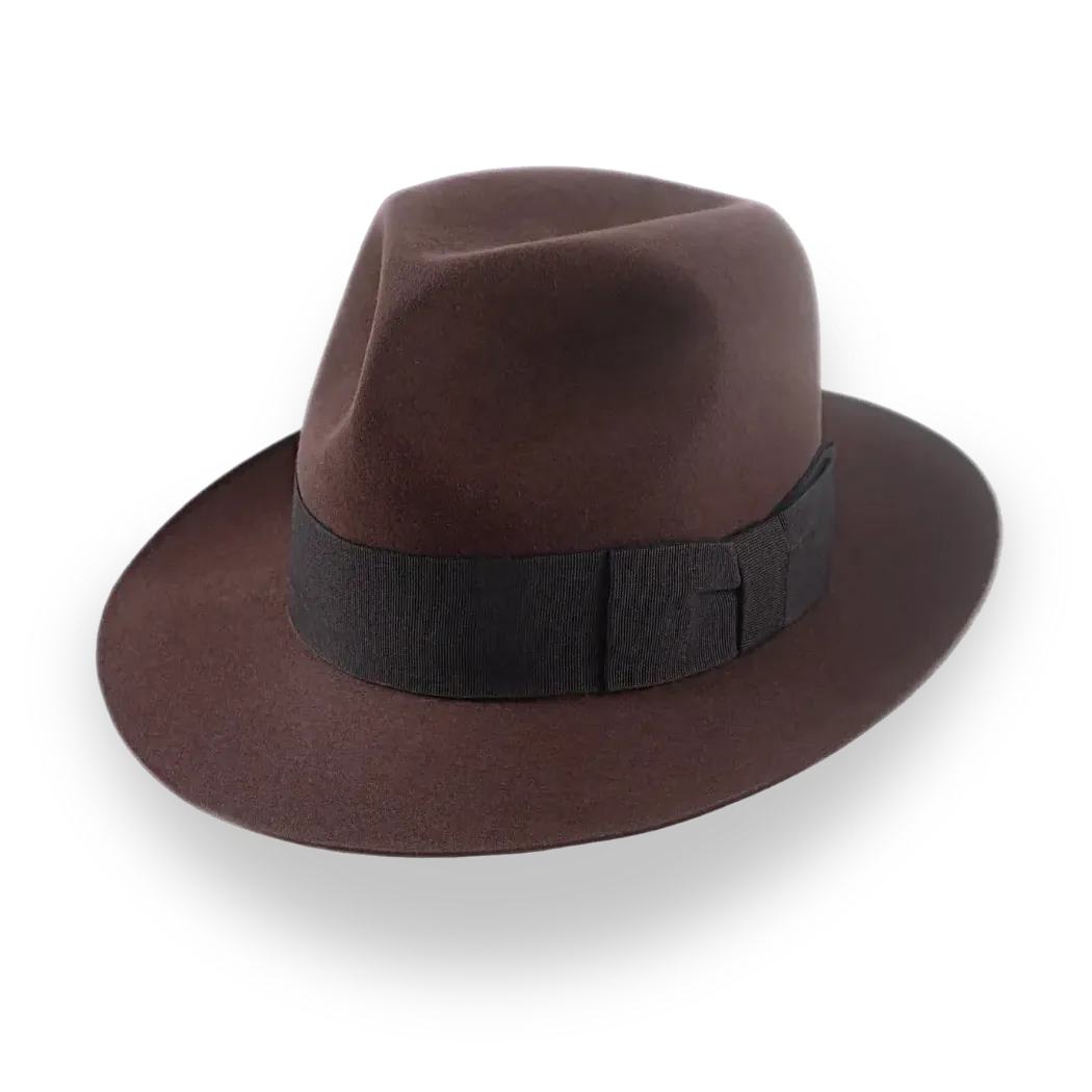 Indiana Jones Style Fedora In Sable Brown Beaver Fur Felt | The Pharaoh - Agnoulita Hats 1