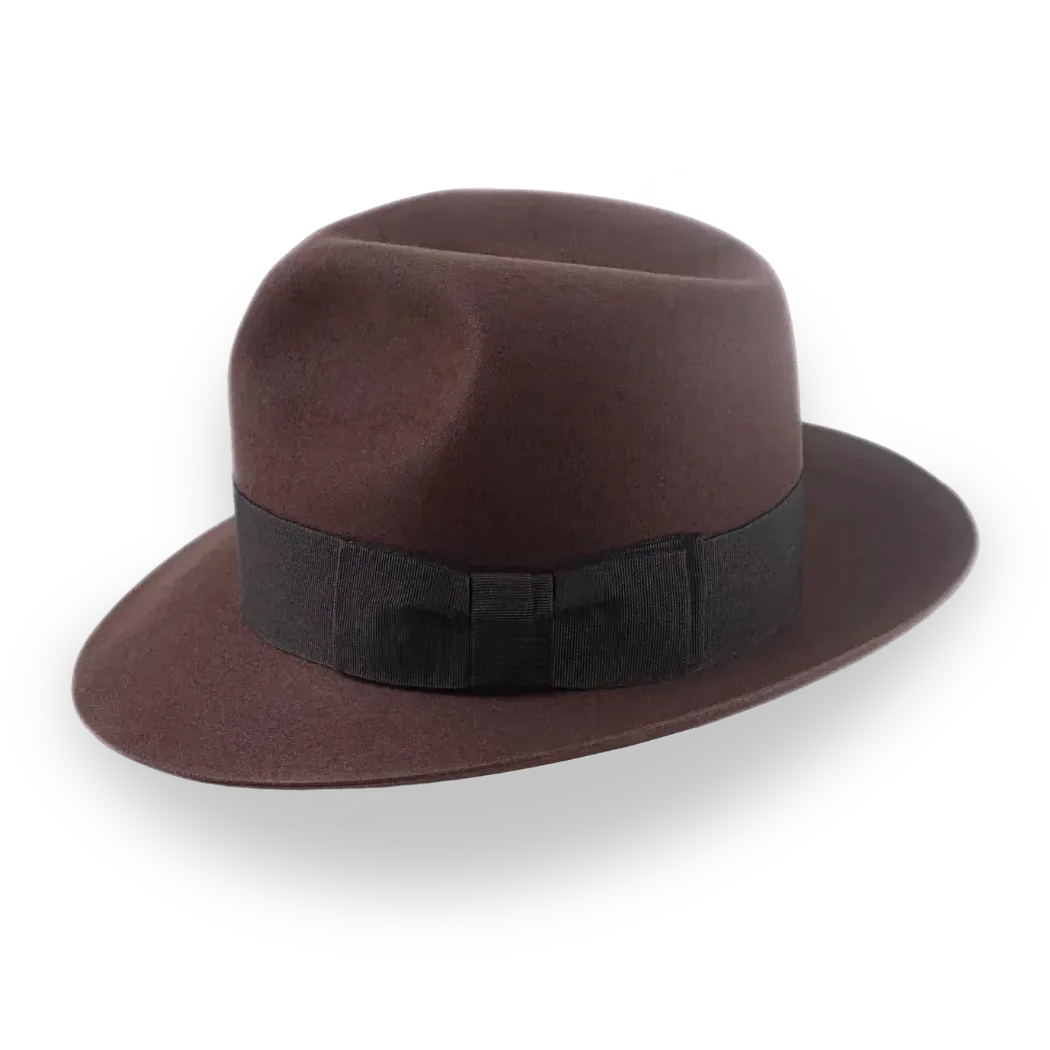 Indiana Jones Style Fedora In Sable Brown Beaver Fur Felt | The Pharaoh - Agnoulita Hats 2
