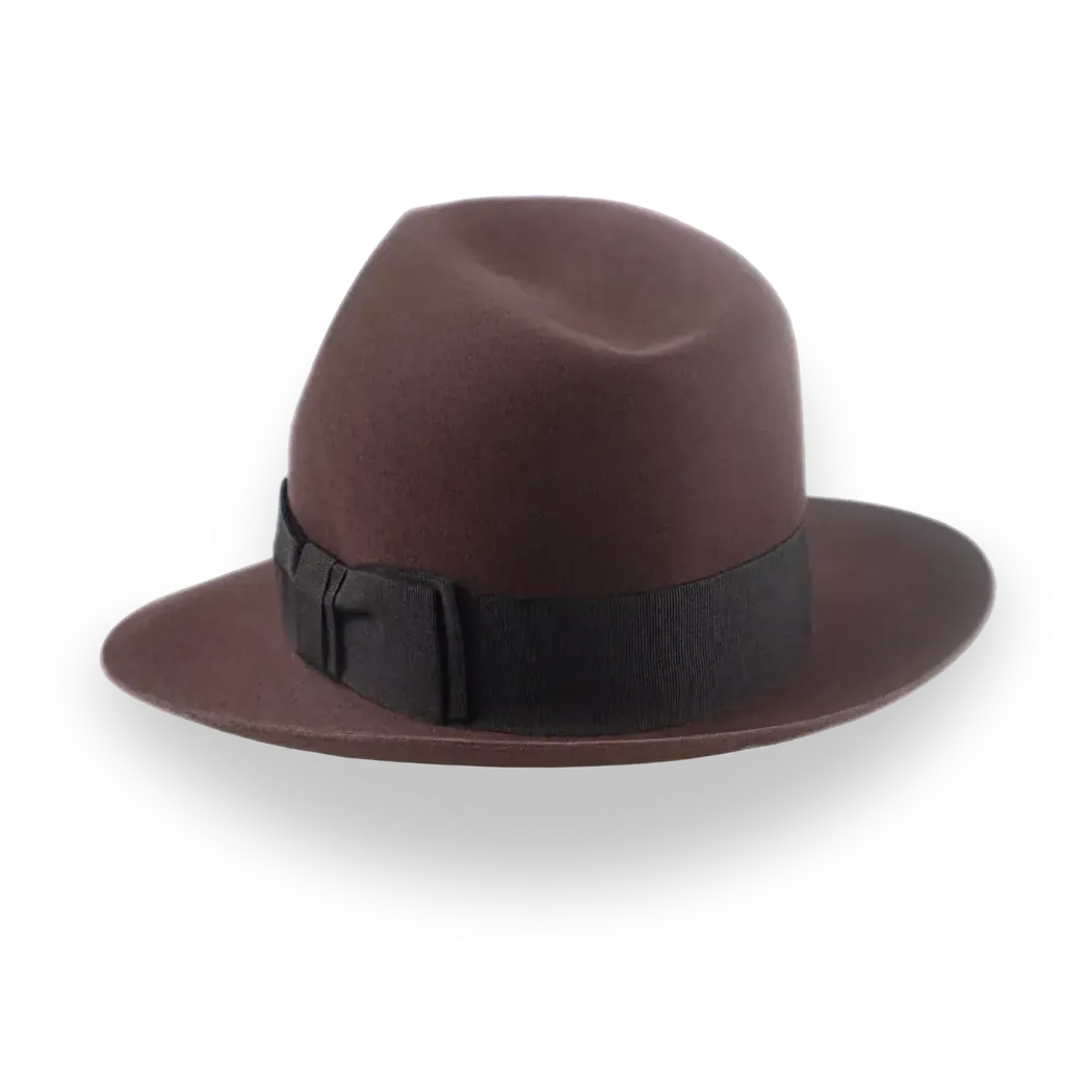 Indiana Jones Style Fedora In Sable Brown Beaver Fur Felt | The Pharaoh - Agnoulita Hats 3
