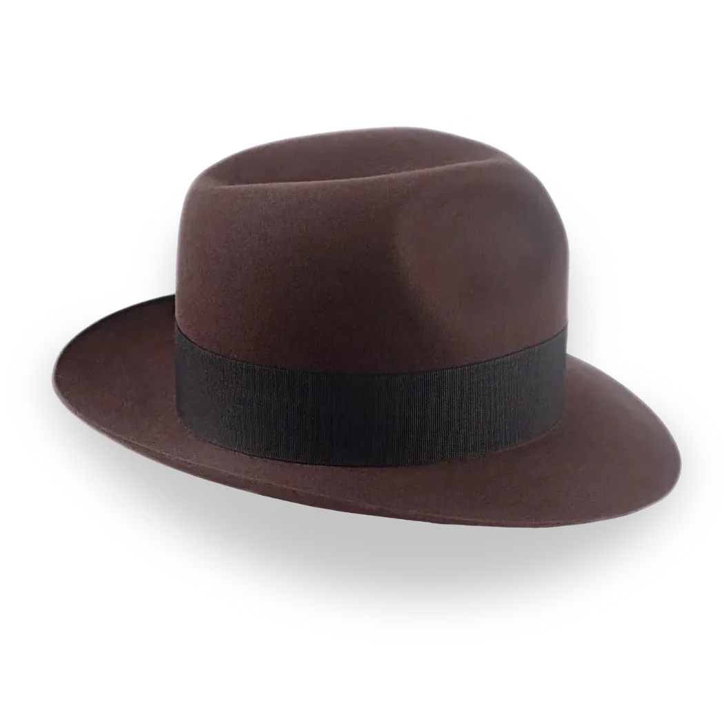 Indiana Jones Style Fedora In Sable Brown Beaver Fur Felt | The Pharaoh - Agnoulita Hats 5